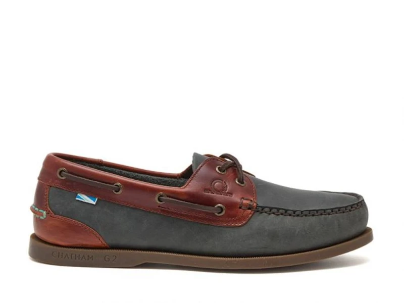 Image of CHATHAM MARINE Mens Bermuda II G2 - Leather Boat Shoes in Navy Size: 9 Navy Male 9
