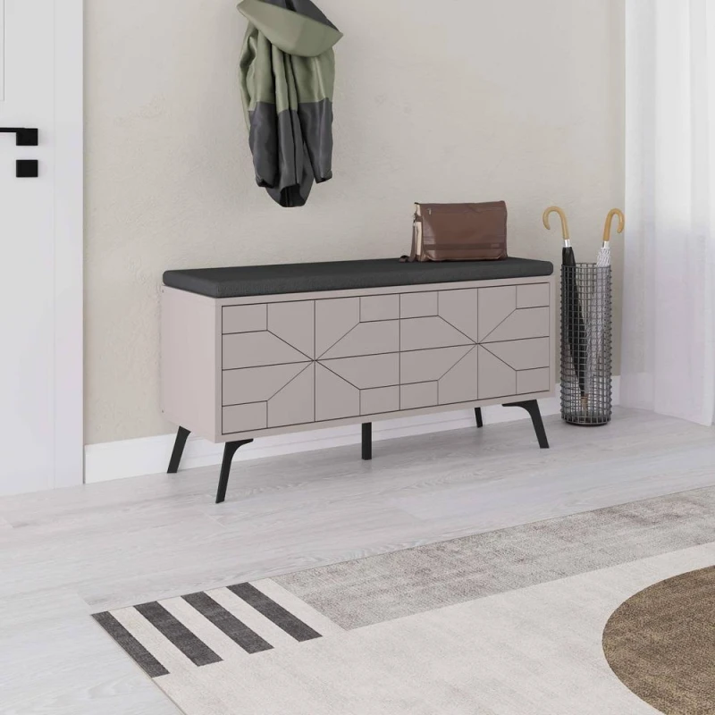 Image of Decortie Shoe Bench Storage 35X107X55Cm Particleboard Mocha Grey 8683628014523