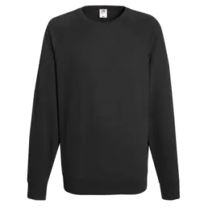 Image of Fruit Of The Loom Mens Lightweight Raglan Sweatshirt (240 GSM) (M) (Black)