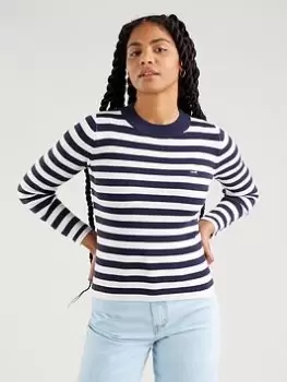 Image of Levis Crew Neck Rib Striped Sweater - Stripe, Stripe Size XS Women