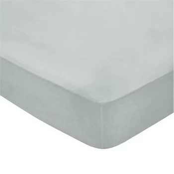 Image of Bedeck of Belfast Fine Linens 300TC Plain Dye Fitted Sheet - SILVER