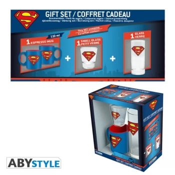 Image of DC Comics - Glass 29cl + Shot Glass + Mini Mug Superman Gift Box