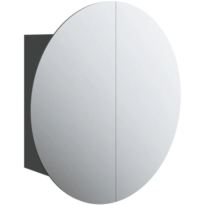 Image of vidaXL Bathroom Cabinet with Round Mirror&LED Black 40x40x17.5 cm, Black 345580