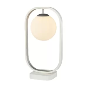 Image of Avola Globe Table Lamp White with Silver, 1 Light, G9