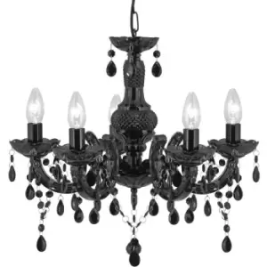 Image of Searchlight Marie Therese - 5 Light Multi Arm Ceiling Pendant Black with Crystals, E14