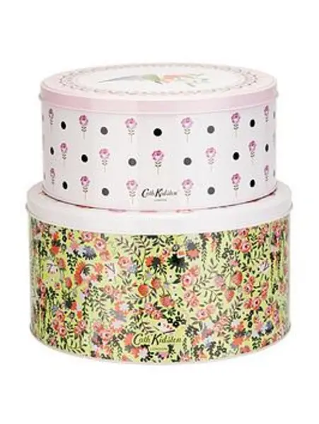 Image of Cath Kidston Painted Table Cake Tins - Set Of 2 One Colour VT1D7 Unisex