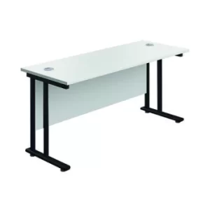 Image of Jemini Rectangular Double Upright Cantilever Desk 1400x600x730mm White/Black KF810803