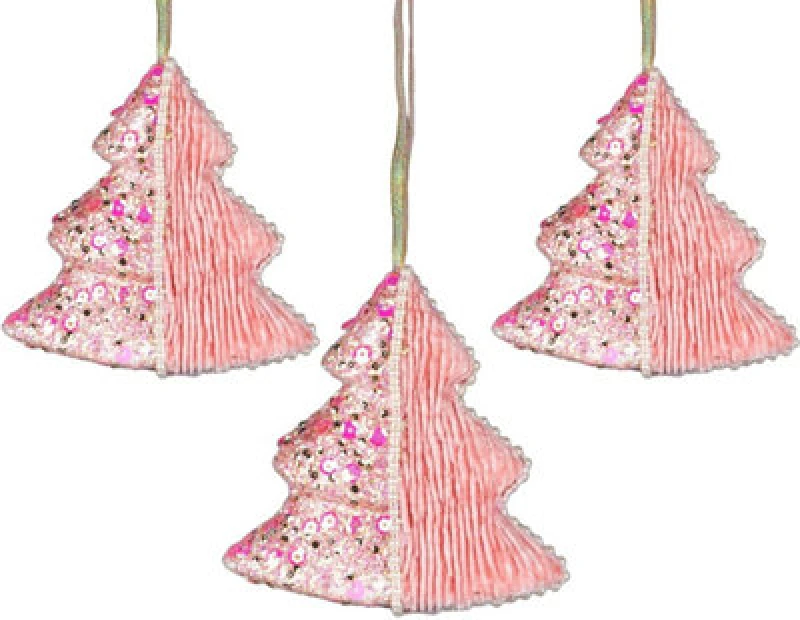 Image of Shatchi 12Cm Tree Baby Pink - 3Pcs Christmas Hanging Decorations