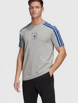 Image of Adidas 3 Stripe Tape T-Shirt - Medium Grey Heather