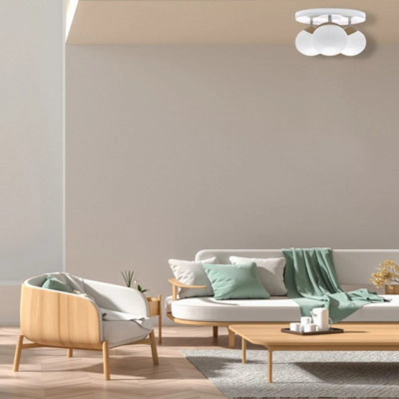 Image of Milagro Sfera Ceiling Lamp Hand Made Natural Wood Detail White unisex