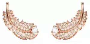 Image of Swarovski 5663490 Nice Feather Stud Earrings Rose Gold-Tone Jewellery