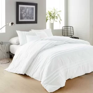 Image of DKNY Chenille Stripe Single Duvet Cover, White