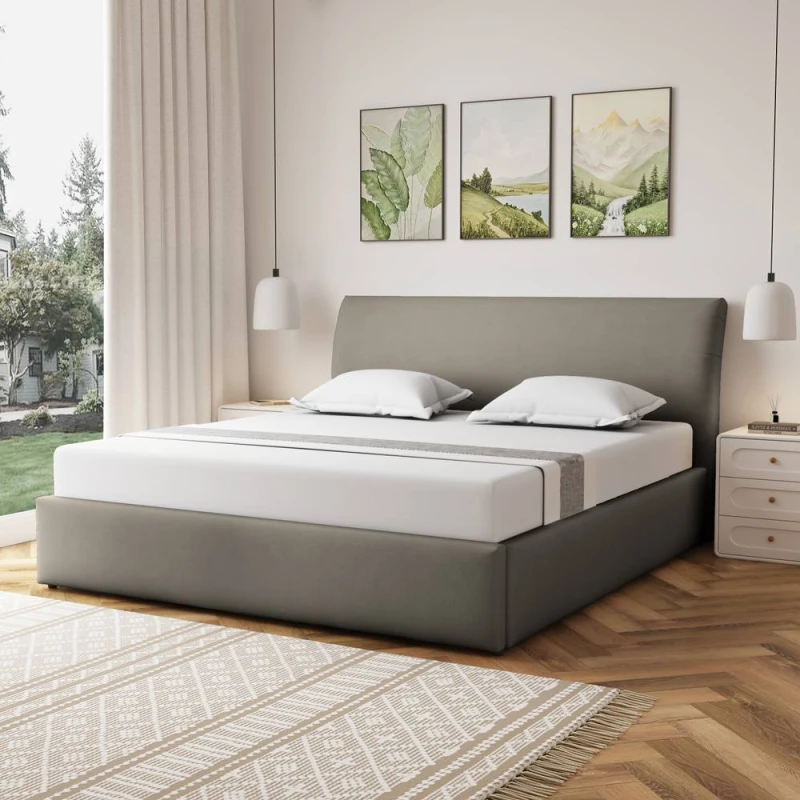 Image of Artemis Home Bethany Fabric 180cm Superking Ottoman Bed Frame with Storage in Light Brown Size: Super King Light Brown Unisex Super King