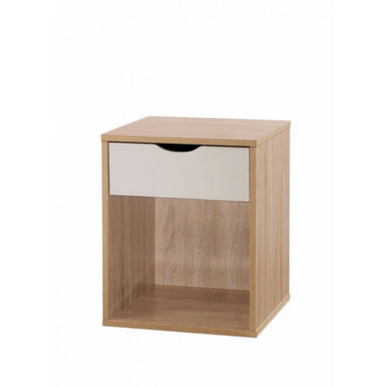 Image of Timber Art Design Alton Bedside Cabinet Bedroom Furniture Nightstand Table 1 Drawer Oak White