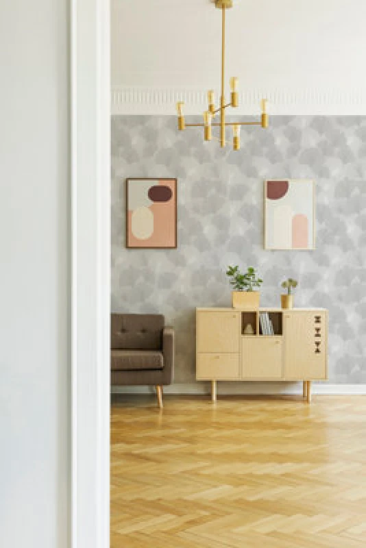 Image of Graham & Brown Superfresco Colours Gingko Leaves - Silver 114855