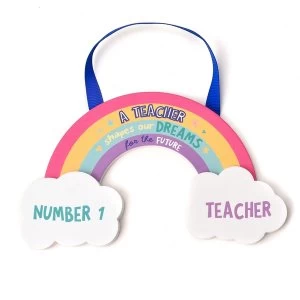 Image of Cheerfull Rainbow Teacher Plaque