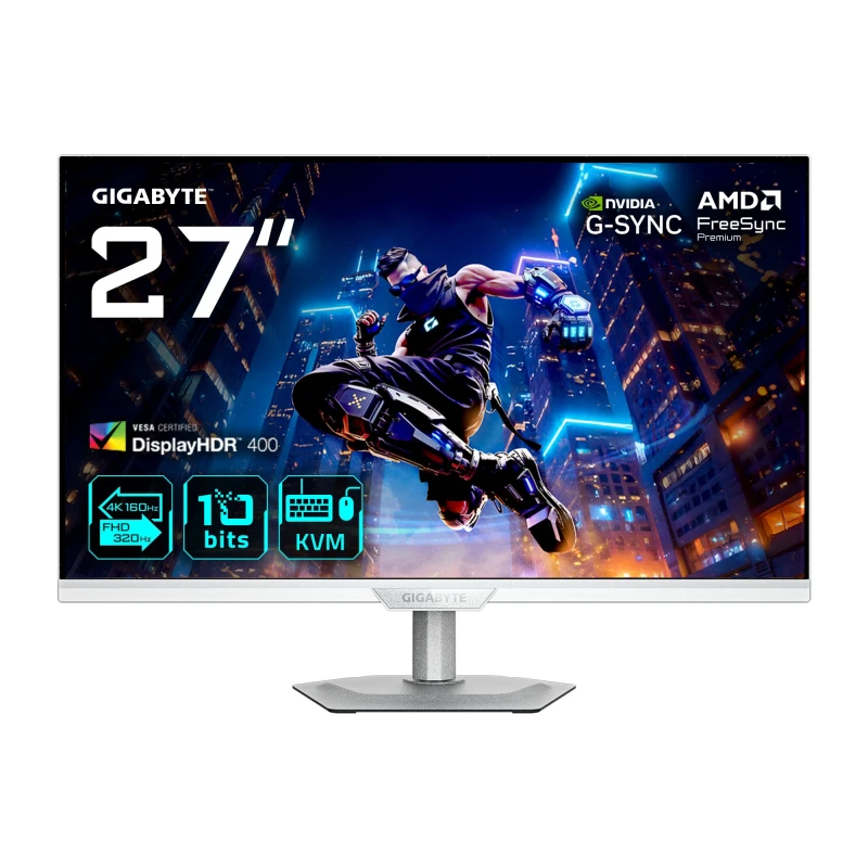 Image of Gigabyte M27UP ICE 27" Dual Mode (4K 160Hz or FHD 320Hz) SS IPS 1ms FreeSync HDMI 2.1 KVM Widescreen Gaming Monitor