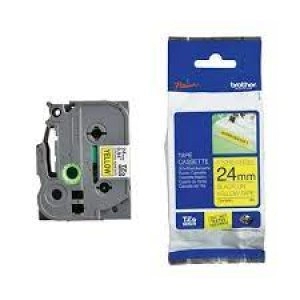 Image of Brother Tzes651 Black On Yellow 8m X 24mm Strong Adhesive Tape