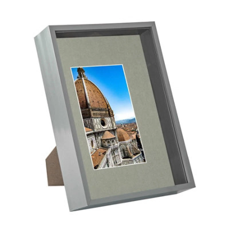 Image of Nicola Spring A4 (8 X 12") Deep Photo Frame - Grey/grey Mount - 3D Deep Box Picture Frame Display Case (31 X 22Cm)