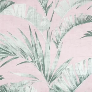 Image of Arthouse Banana Leaf Pink Green Wallpaper