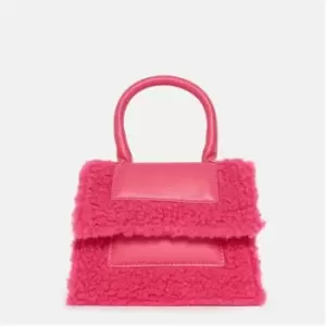 Image of Missguided Faux Leather Borg Teddy Top Handle Bag - Pink