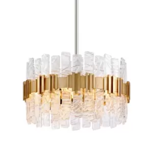Image of Ciro 5 Light Pendant ANTIQUE Leaf Stainless, Glass