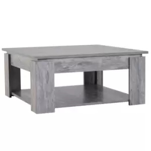 Image of Homcom 2 Tier Coffee Table With Bottom Shelf Grey Wood Grain
