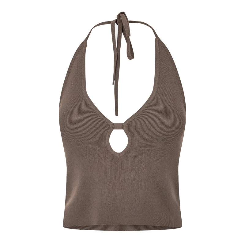 Image of Jack Wills Cut Out Knit Top - Brown Brown 8