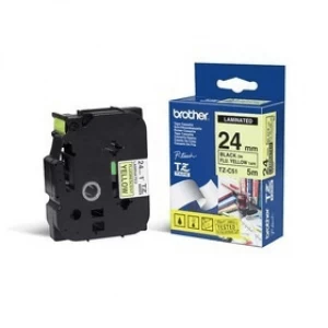 Image of Brother TZE-C51 P-touch Black on Fluorescent Yellow Laminated Tape 24mm x 5m