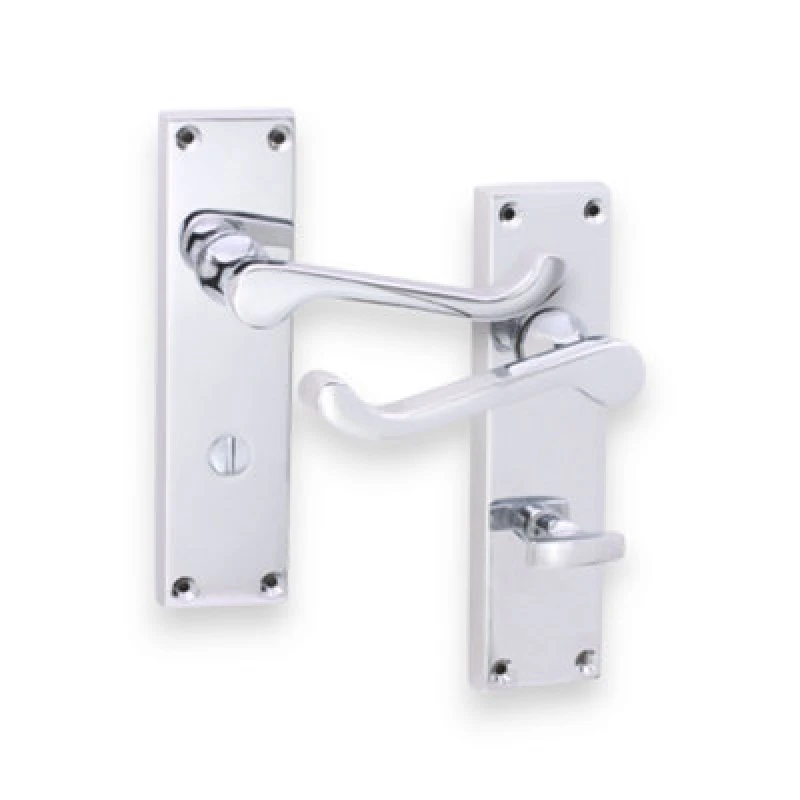 Image of Spira Brass Victorian Scroll Privacy Lever Handle 150mm Polished Chrome