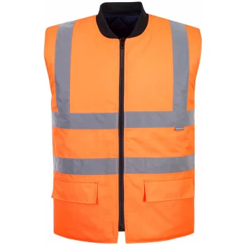 Image of S469 Orange Sz XL Hi-Vis Reversible Body warmer Hi-Viz Visibility - Portwest