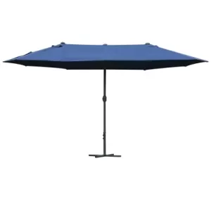 Image of Outsunny Sun Umbrella Canopy Double-sided Crank Sun Shade Shelter 4.6M Blue