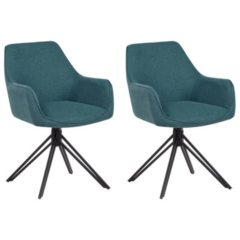 Image of Beliani Set Of 2 Dining Chairs Swivel Jodar Teal
