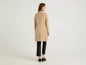 Image of Benetton, Coat With Lapel Collar, taglia 48, Beige, Women