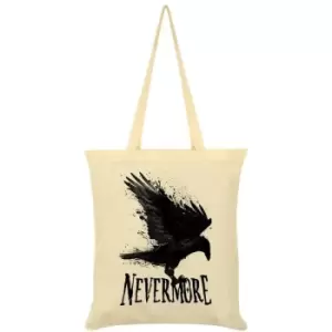 Image of Grindstore Nevermore Tote Bag (One Size) (Cream/Black Print) - Cream/Black Print