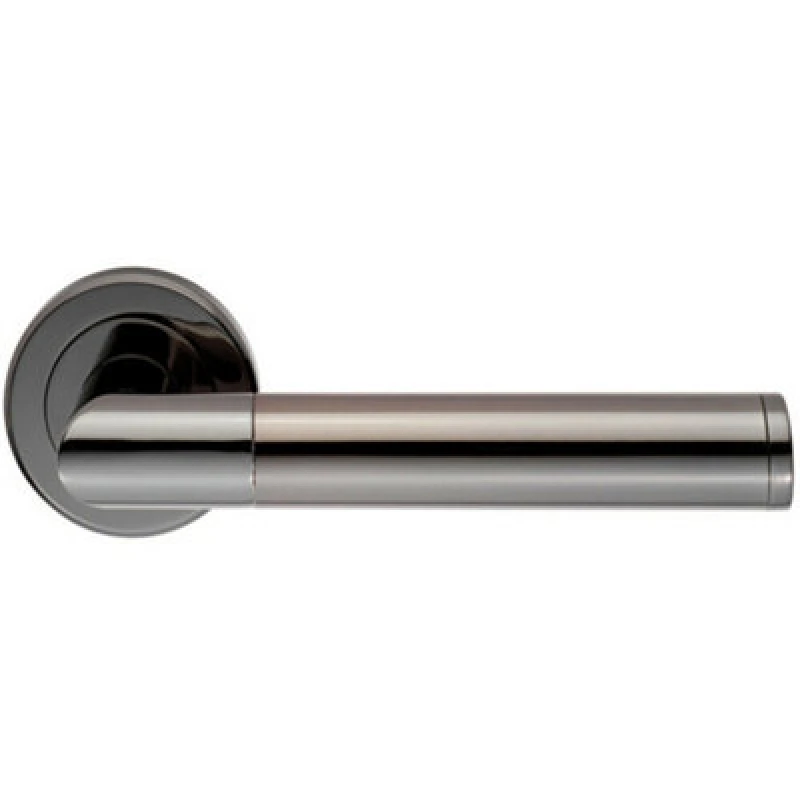 Image of Loops PAIR Sectional Round Bar Handle on Round Rose Concealed Fix Black Nickel Metallics