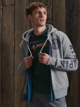 Image of Superdry Track & Field Classic Zip Hoodie - Grey , Light Grey Size M Men