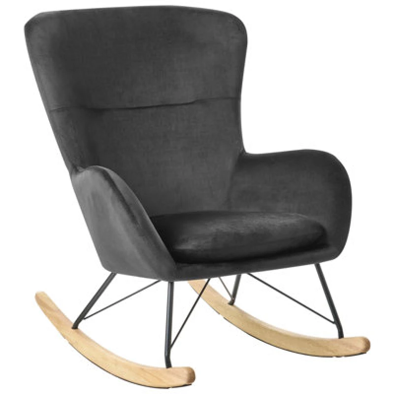 Image of Beliani Rocking Chair Ellan Velvet Black