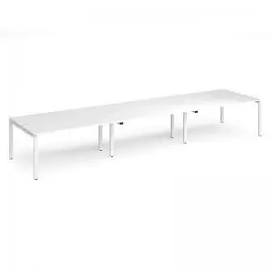 Image of Adapt triple back to back desks 4800mm x 1200mm - white frame, white