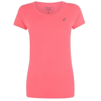 Image of Asics V Neck Short Sleeve T Shirt Ladies - Laser Pink