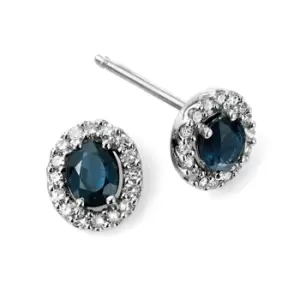 Image of 9Ct White Gold Blue Sapphire and Diamond Cluster Earrings