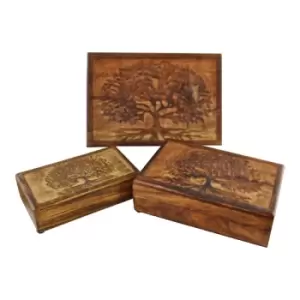 Image of Set Of 3 Tree Of Life Wooden Boxes