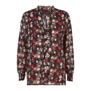 Image of James Lakeland Chiffon Ruffle Print Blouse - Black