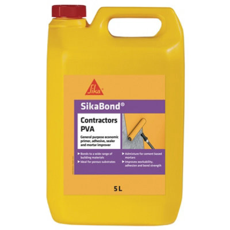 Image of Sika Sikabond Contractors White Multi Purpose Pva Adhesive, Primer & Sealer 5L