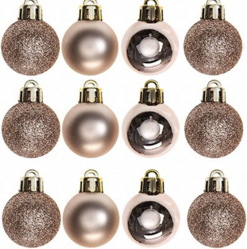 Image of Shatchi 30mm/24Pcs Christmas Baubles Shatterproof Rose Gold,Tree Decorations Rose Gold