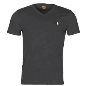 Image of Polo Ralph Lauren T-SHIRT AJUSTE COL V EN COTON LOGO PONY PLAYER mens T shirt in Grey - Sizes EU S
