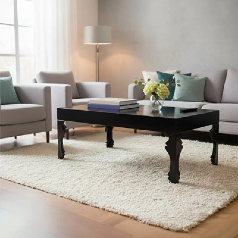 Image of Orsina High Gloss Black Coffee Table, Black Wood Coffee Table, Rectangular Coffee Table, Stylish Coffee Table