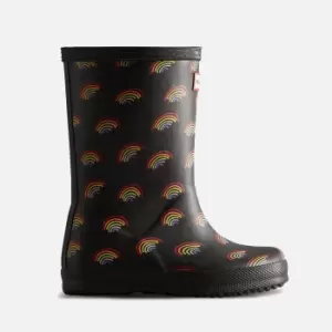 Image of Hunter Classic Rainbow-Print Rubber Wellington Boots - UK 9 Kids