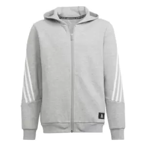 Image of adidas Icons 3 Stripe Full Zip Hoodie Junior Boys - Grey