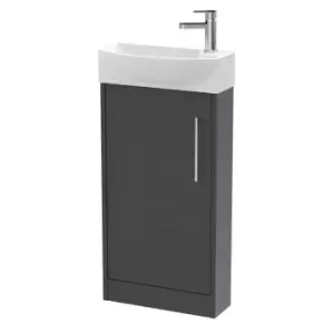 Image of Hudson Reed Juno Compact 440mm Floor Standing 1 Door Unit & 1 Tap Hole Basin LH - Graphite Grey